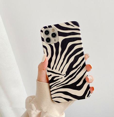 Gimfun-funda de teléfono con patrón de cebra y dibujos animados para iPhone 12 Pro Max 8 7 Plus X XR Xsmax SE, funda trasera de cuero con estampado de leopardo a prueba de golpes 11 Pro ► Foto 1/6