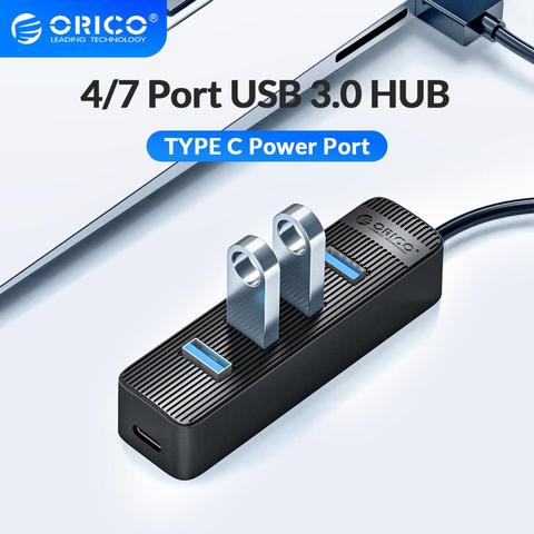 ORICO HUB USB 3,0 de 4 puertos con puerto de fuente de alimentación tipo C para PC ordenador portátil accesorios ABS USB Splitter USB3.0 adaptador OTG ► Foto 1/6