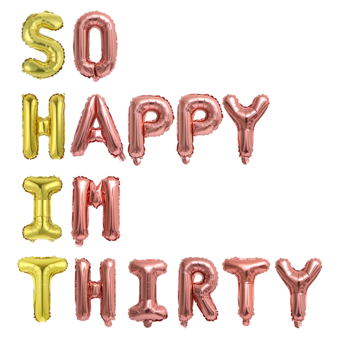 15 unids/set 16 pulgadas de oro rosa mixto globos con letras de lámina 30th decoraciones para fiesta de cumpleaños So Happy Im Thirty Balls Banners ► Foto 1/5