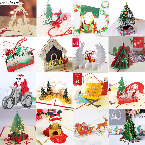 3D Pop Santa tarjetas con tarjetas de felicitación de Navidad Fiesta invitaciones regalos tarjeta de felicitación de Año Nuevo regalos de aniversario postal ► Foto 1/6