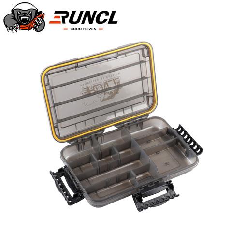 RUNCL sello impermeable de pesca caja de accesorios de pesca, señuelo gancho de cajas de almacenamiento de doble cara de alta resistencia de pesca caja ► Foto 1/6