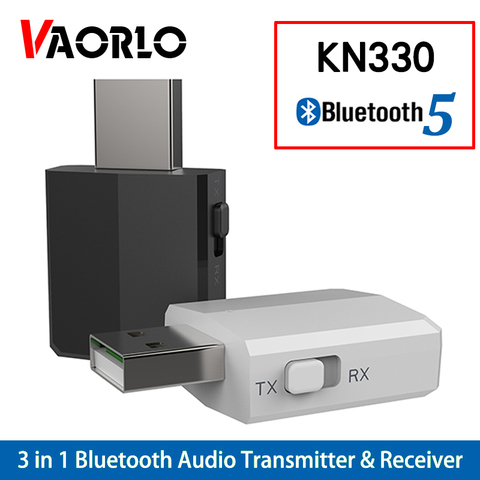 KN330 USB Bluetooth 5,0 transmisor receptor de BT 3,5mm AUX Jack 3 en 1 estéreo de música Audio inalámbrico adaptador Bluetooth para TV Coche ► Foto 1/6