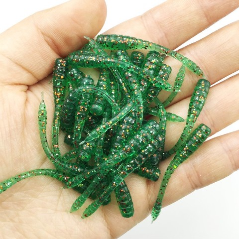 Lote de 10 unidades de Señuelos de Pesca blandos de gusano rojo, 4cm, 0,4g, con olor a sal, cebo de silicona Artificial, aparejos de pesca ► Foto 1/6