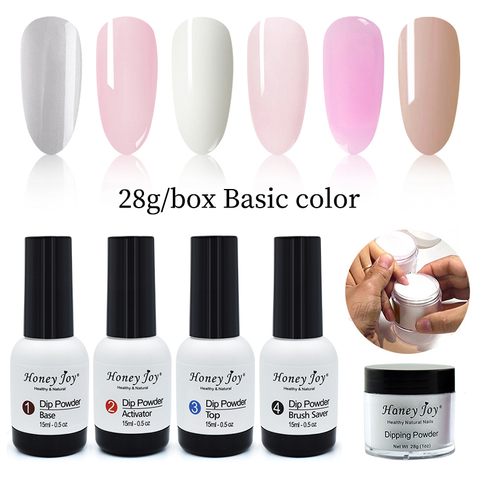 28 g/caja francés blanco polvo de inmersión No lámpara cura uñas polvo Dip clara Rosa Gel Nail Powder Natural seco para salón de uñas ► Foto 1/6