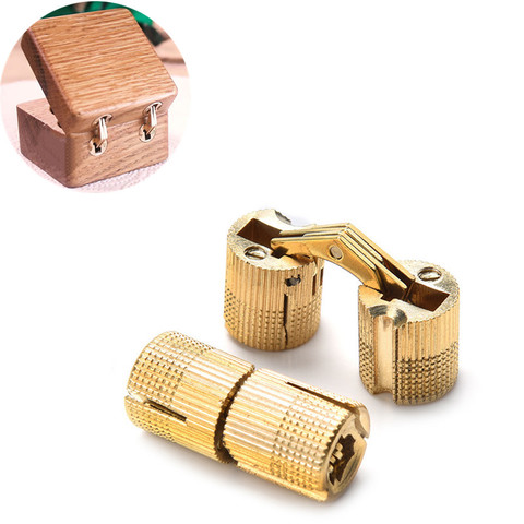 2 uds bisagras de barril de cobre 8-16mm armario oculto bisagras de puerta latón Invisible oculta para muebles Hardware caja de regalo ► Foto 1/6