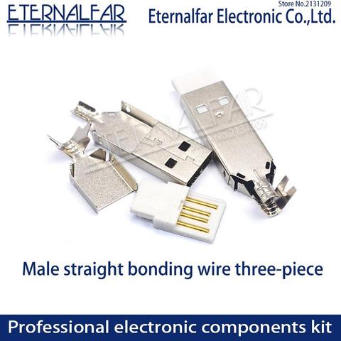 USB 2,0 V8 tipo A macho placa recta soldada de tres piezas conjunto de soldadura conector Vertical recto aguja Alambre de soldadura PCB DIY ► Foto 1/6