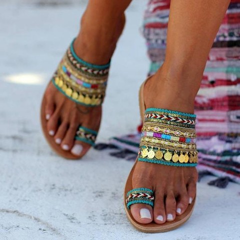 Sandalias artesanales para mujer, chanclas hechas a mano de estilo griego, zapatillas bohemias, chancletas, moda de calle, zapatos modernos ► Foto 1/6