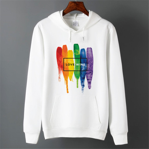 Sudaderas con capucha de lana de arcoíris para hombres, prenda deportiva Unisex con estampado de Orgullo Lgbt, con diseño de amor Gay, Harajuku, de invierno ► Foto 1/6