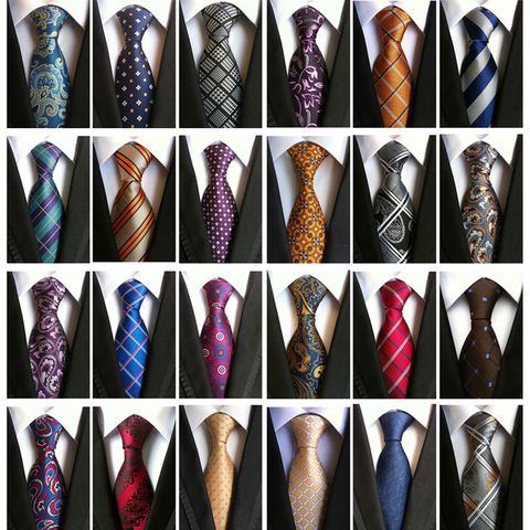 Corbata de paisley caliente para hombres 100% corbatas de seda diseñadores moda hombres corbatas 8 cm azul marino y Rojo rayas corbata de boda ► Foto 1/6