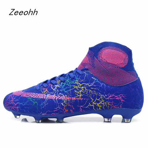 Gran oferta de zapatos de fútbol para hombre, zapatos de fútbol de tobillo alto, botas largas de entrenamiento al aire libre para hombres y mujeres, zapatos de fútbol Chuteira Futebol ► Foto 1/6