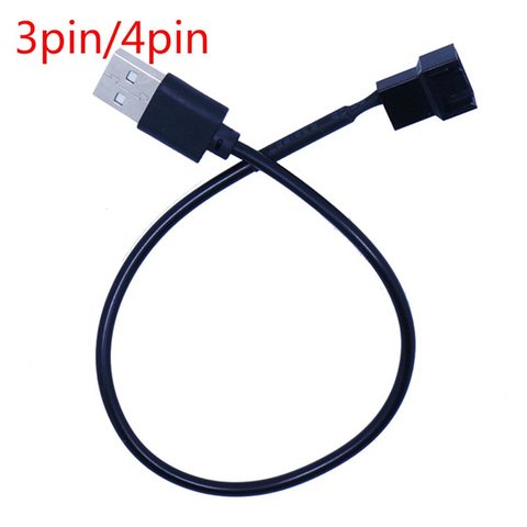 3pin o 4pin ventilador Usb cables adaptadores 3/4 Pin Pc ordenador ventilador conector de cable de alimentación adaptador 5v 30cm conectar ► Foto 1/6