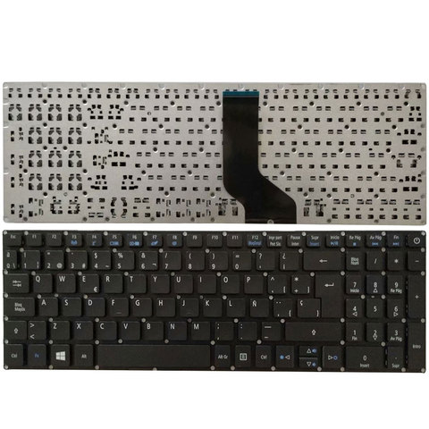 Teclado para ordenador portátil español/SP para Acer Aspire, E5-722, E5-772, V3-574G, E5-573T, E5-573, E5-573G y negro (Win 8) ► Foto 1/5