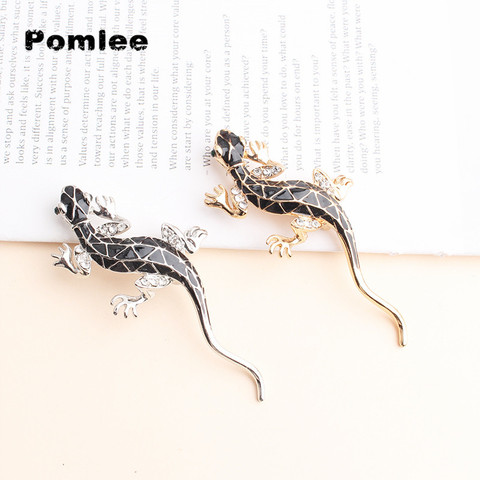 Pomlee-broches de lagarto negro para mujer, alfileres de animales bonitos de moda, joyas brillantes de estilo veraniego, accesorios para niños, buen regalo ► Foto 1/6