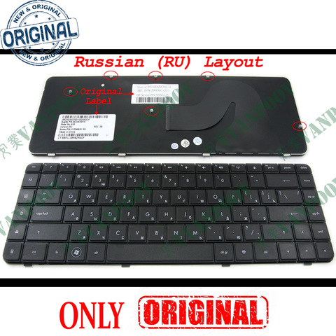 ¡ORIGINAL y genuino! Nuevo teclado del ordenador portátil para HP Compaq Presario CQ62 G62 CQ56 G56 ruso Negro RU versión-V112346AS1 589301-251 ► Foto 1/5