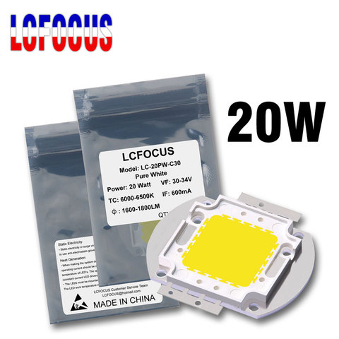 Chip LED de alta potencia de 20W, blanco frío Natural, Blanco cálido, 3000K, 4000K, 6000K, 10000K, 20000K, SMD COB para iluminación de pared exterior DIY ► Foto 1/6