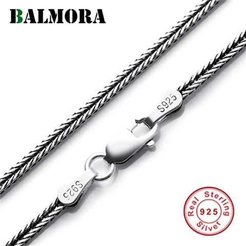 BALMORA-collares de cadenas Retro Para hombre y mujer, Plata de Ley 925 auténtica, joyería de cadenas de serpiente sencilla, 2,5mm, 18-32 pulgadas ► Foto 1/6