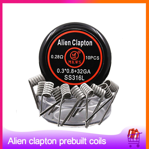 10 piezas alienígena clapton ss316L NI80 A1 precompilados bobinas para cigarrillos electrónicos RBA RDA RTA vape tanque vape alienígena de alambre de calefacción ► Foto 1/6