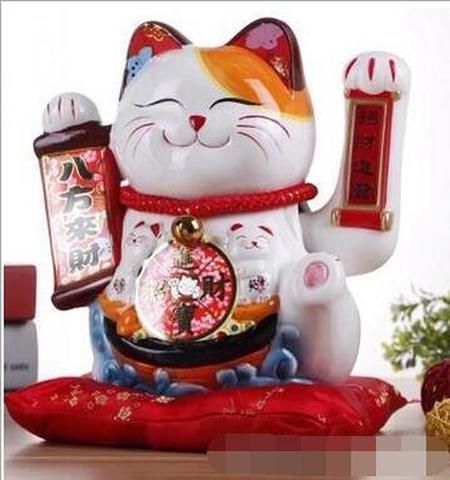 10 pulgadas artesanía mano que saluda gato de la suerte gato de La Fortuna regalo Maneki Neko bienvenida Feng Shui artesanía caja de dinero decoración de tienda para hogar ► Foto 1/6