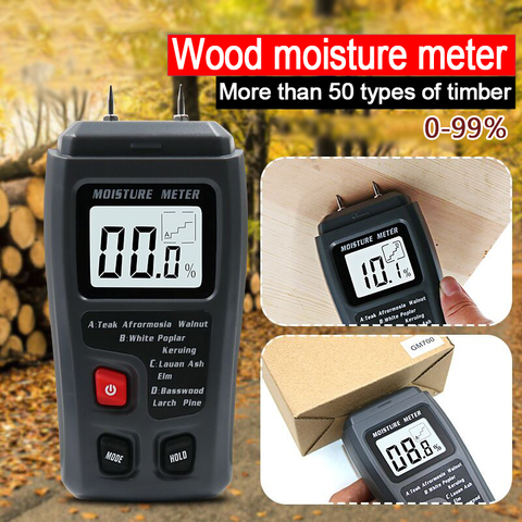 EMT01 medidor de humedad de madera Digital de dos pines, 0-200, probador de humedad de madera, Detector de humedad de madera con pantalla LCD grande ► Foto 1/6