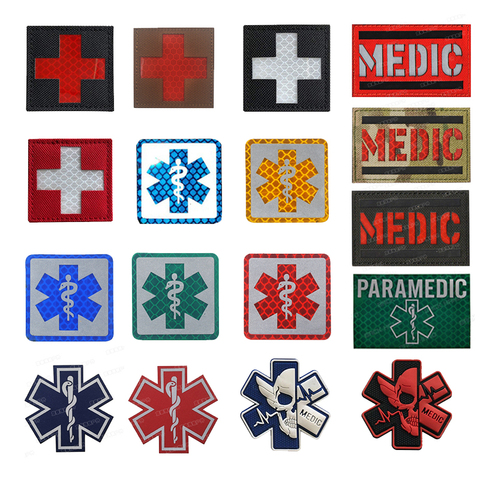 Parches de primeros auxilios médicos de combate militar EMT EMS de IR Red Cross, parches tácticos reflectantes con Insignia médica ► Foto 1/6