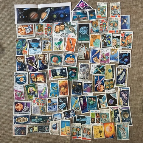 Lote de 50 unids/set de sellos postales para colección de astronauta espacial, diferentes de muchos países, NO se repiten, sin utilizar ► Foto 1/6