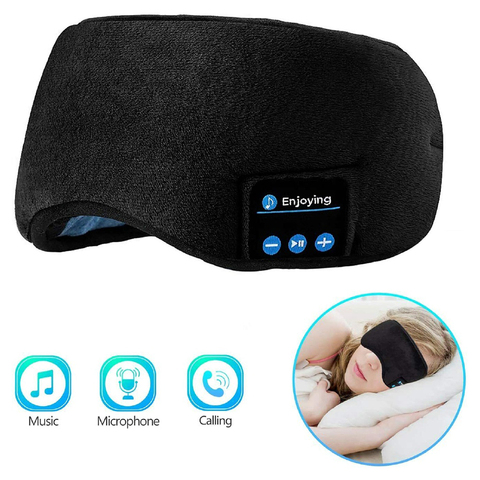 Funda antifaz para dormir para llamadas en 3D, auriculares inalámbricos con Bluetooth V5.0, para dormir, portátiles, con vendados, para viajes ► Foto 1/6