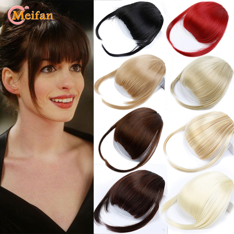 MEIFAN-flequillo de aire sintético para mujer, extensiones de cabello invisibles con Clip fino, flecos rectos y postizos ► Foto 1/6