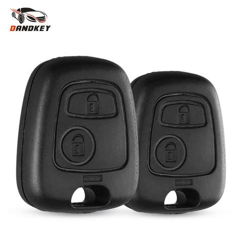 Dandkey-Funda de mando a distancia para coche Peugeot, carcasa de repuesto con 2 botones, sin logotipo, para Peugeot 107, 206, 207, 306, 307, 407 ► Foto 1/6