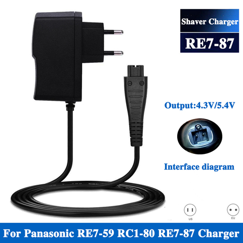 Enchufe pared CA 4,8 V 5,4 V AC Power Razor Adapter para Panasonic Norelco RE7-78 ER7-59 RE7-59 RC1-80 cargador de afeitadora de RC1-8 ► Foto 1/6