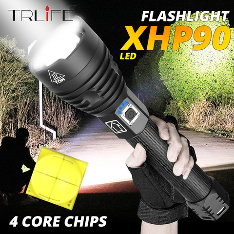 Xlámpara XHP90 La linterna Led con zoom Usb más potente Xhp70.2 linterna de Flash táctica por batería 26650 o 18650 para la caza ► Foto 1/6