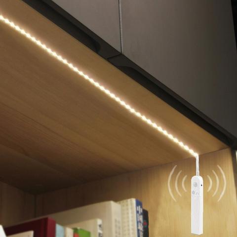 Tira de luces LED de Sensor de movimiento inteligente PIR nocturna para el hogar, lámpara de 1m, 2m, 3m con Sensor para escaleras, dormitorio, cocina, armario, decoración ► Foto 1/6