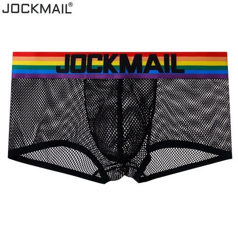 JOCKMAIL Sexy ropa interior Boxer hombres malla con agujeros de los hombres calzoncillos masculinos tipo bóxer, bragas de algodón Body para Hombre Bañadores pantalones ropa interior Gay ► Foto 1/6