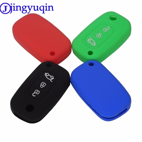 Jingyuqin-Funda de silicona para la llave del coche cubierta de 3 botones para LADA Priora Sedan sport Kalina Granta Vesta x-ray XRay para Renault ► Foto 1/5