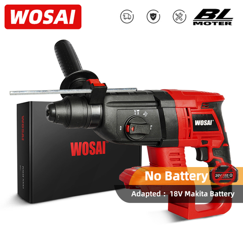 WOSAI-martillo rotativo inalámbrico serie MT, taladro de impacto recargable, martillo eléctrico sin escobillas para batería de litio Makita de 18V, 20mm ► Foto 1/6