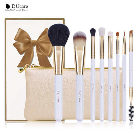 DUcare 8 piezas pinceles de maquillaje de pelo Natural maquillaje cepillo conjunto con bolsa de polvo de la Fundación cepillo de sombra de ojos pinceles de maquillaje ► Foto 1/6