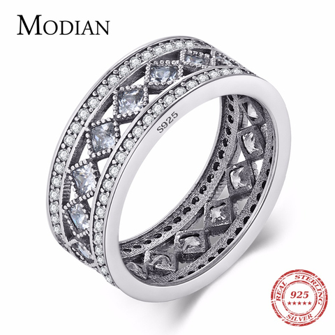 Modian-anillo cuadrado clásico de Plata de Ley 925 auténtica para mujer, joyería de lujo de boda, CZ brillante, regalo de San Valentín ► Foto 1/6