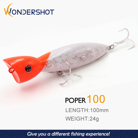 Wondershot-Cebo Artificial Popper B02, 100mm, 24g, aparejo depredador de pesca, cebos duros de calidad ► Foto 1/6