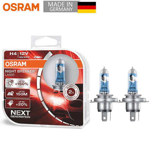 OSRAM H1 H3 H4 H7 noche interruptor láser Halógenas Bombillas Auto faro H8 H11 HB3 9005 HB4 9006 12V 3700K (2 uds) ► Foto 1/6