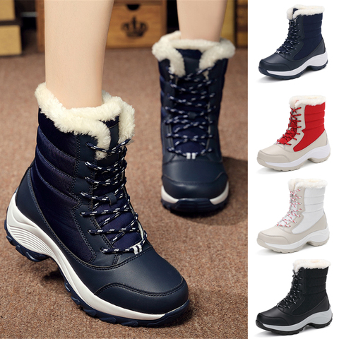 Las mujeres nieve botas de invierno zapatos al aire libre impermeable antideslizante felpa Casual zapatos tamaño 35-42 ► Foto 1/6