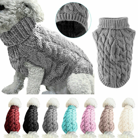 Ropa de invierno para perros, Jersey de punto para mascotas, ropa para cachorros y gatos, suéter de cuello alto, abrigos, suéteres para perros, accesorios, TXTB1 ► Foto 1/6