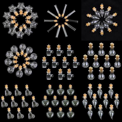 Varios-10 colgantes transparentes de botella de los deseos de corcho vacío collar de Vial soplado a mano ► Foto 1/6