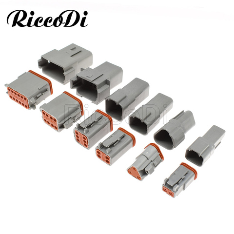 Conector de cable eléctrico para coche y camión, Conector de cable eléctrico resistente al agua, con pines, serie Deutsch DT, 2/3/4/6/8/12 Pines, 1-10Kits, 22-16AWG ► Foto 1/6