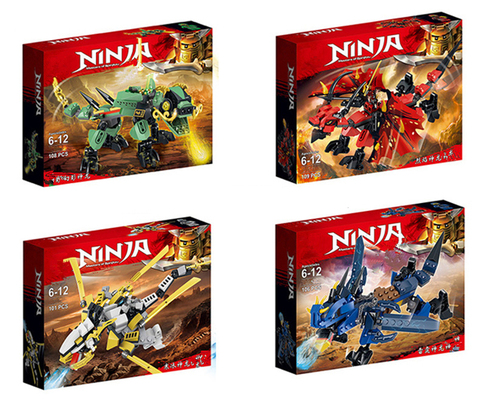 Construcción del dragón dorado Ninja 4 en 1 para niños, bloques, Mech, figuras de acción de Robot, modelo, juegos, piezas, juguetes, regalos ► Foto 1/1