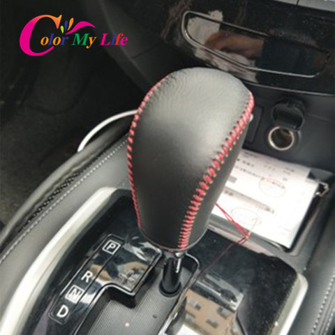 Pomo de palanca de cambios de cuero, cubierta de protección para Nissan Qashqai J11 Dualis 2 J10 Xtrail x-trail T32 Murano ► Foto 1/6