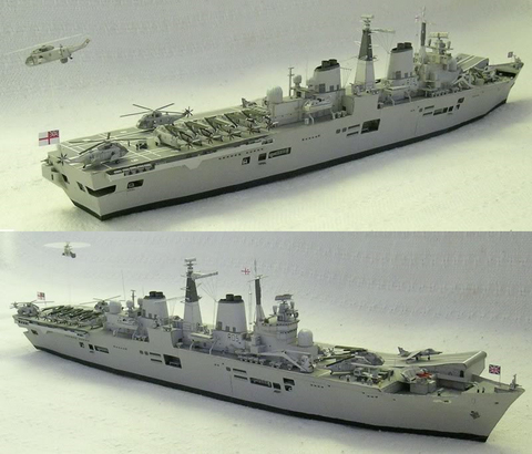 Rompecabezas de juguete hecho a mano de portaaviones, modelo de papel artesanal, escala 1:400, HMS inincible (R05) ► Foto 1/6