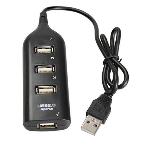 Divisor de 4 puertos para ordenador portátil y PC, USB 2,0 de alta velocidad Mini adaptador de enchufe, color negro, nuevo ► Foto 1/6