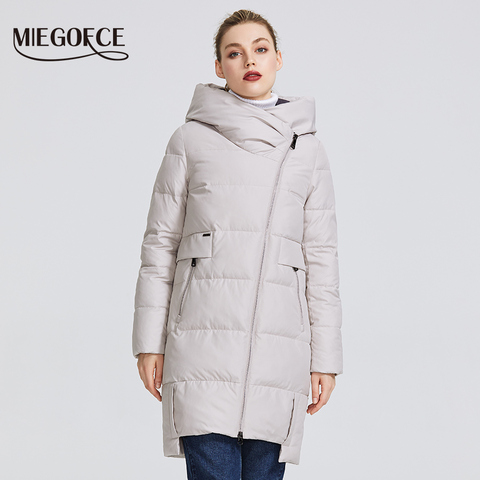 MIEGOFCE, colección de invierno 2022, chaqueta cálida para mujer hecha con Bio Parka Real, cuello levantado a prueba de viento para mujer, con capucha, abrigo ► Foto 1/6