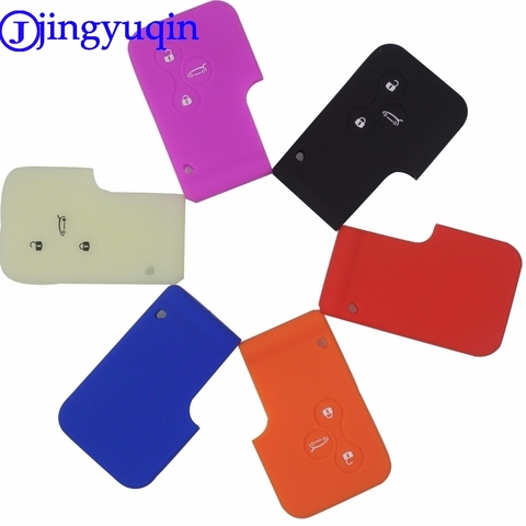 Jingyuqin-Funda de goma de silicona para llave de coche, mando a distancia de 3 botones, para Renault Megane R.S. Scenic 3 botón tarjeta clave inteligente ► Foto 1/6