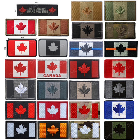 Parches bordados de la bandera de Canadá, insignia militar de hoja de arce con emblema táctico, insignias bordadas en 3D ► Foto 1/6