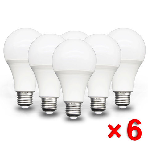 Lote de 6 bombillas LED E27 de CA, 220V, SMD2835, 3W, 6W, 9W, 12W, 15W, 18W, 20W, ahorro de lámpara, blanco frío y cálido ► Foto 1/6